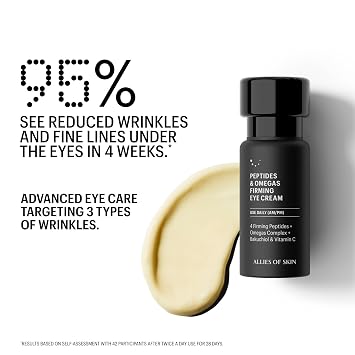 Allies of Skin Peptides Firming Eye Cream | Under Eye Moisturizer for Dark Circles & Puffiness | Bakuchiol, Ceramides and Vitamin C for Fine Lines and Under Eye Area | 0.5 oz