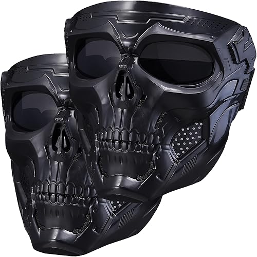 Miniatura 8 de Máscara de airsoft de calavera espeluznante con gafas resistentes a los impactos, suministros de fanáticos del ejército, máscara táctica para