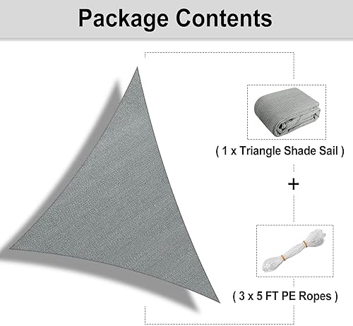 Miniatura 9 de OutdoorLines - Velas de sombra solar triangular para patios de 8 x 8 x 8 pies, toldo de exterior que bloquea los rayos UV del sol, sombrillas para