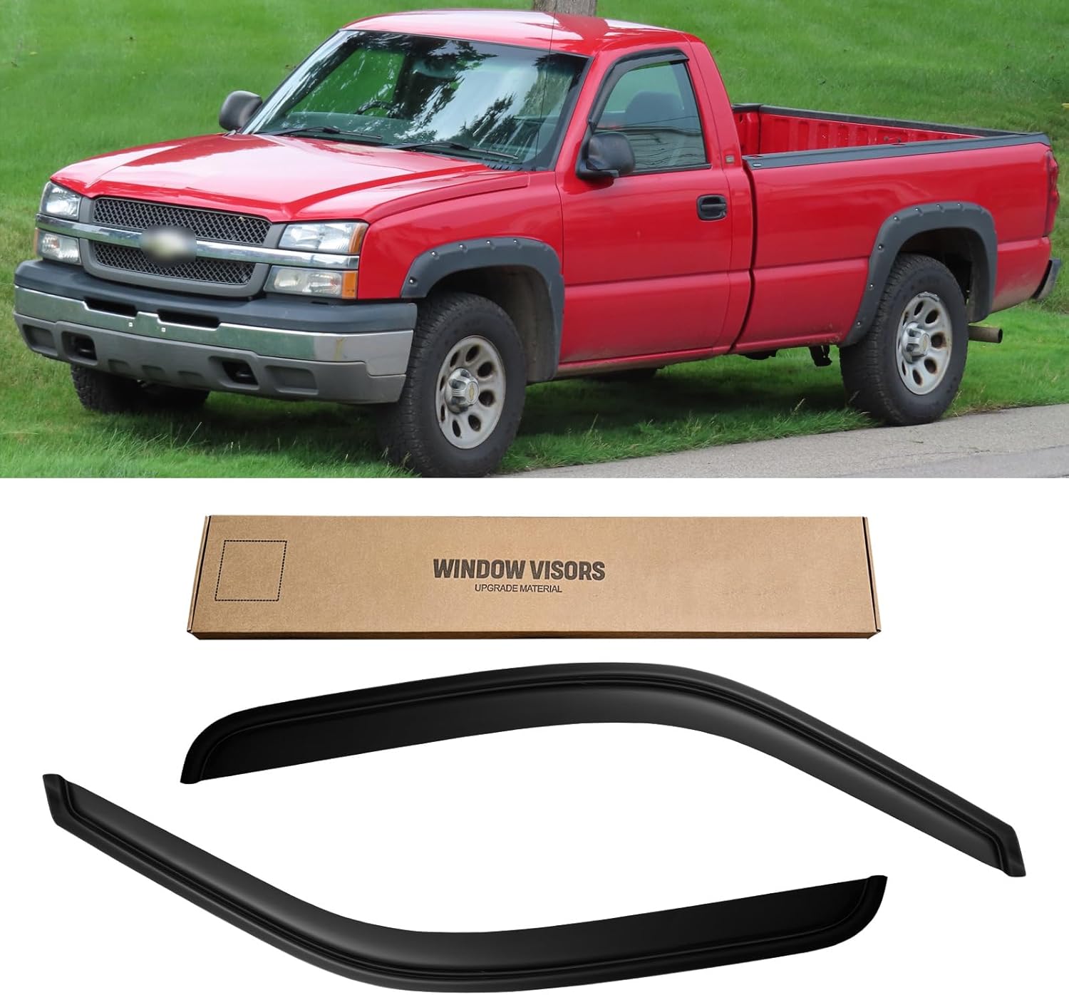 Window Visors for 1999-2006 Chevy Silverado & Sierra 1500/2500, Rain Guards Vent Shield Shade Deflector Dark Smoke 2001-2006 Silverado & Sierra 3500, 2007 Classic(Standard Cab), 2PCS, Tape-On For 99-07 Silverado & Sierra