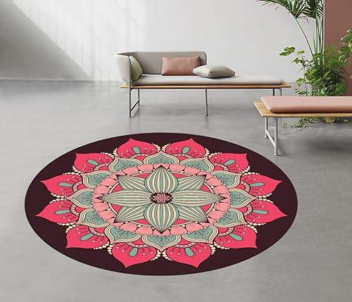 Miniatura 6 de Tapete de pilates redondo de gran tamaño para yoga, de goma, antideslizante, de 55.1 in, para ejercicio, meditación, para el hogar, al aire libre