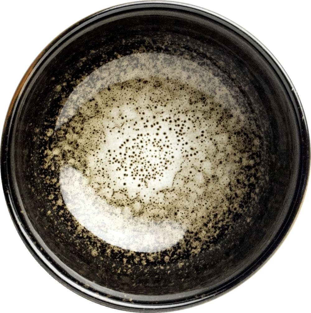 Matcha Schale Set KINTEN in Geschenkbox Matchaschale aus Japan inklusive Bambus Besen, Bambus Löffel und Besen Ablage in Geschenkbox Schwarz Gold