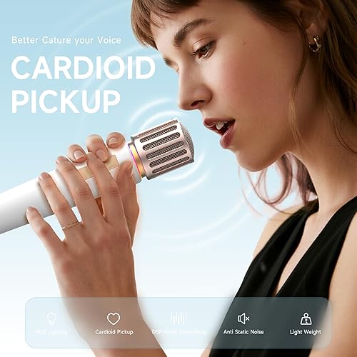 Miniatura 4 de Micrófonos inalámbricos, micrófono con conexión de chip uno a uno, luces LED controlables, duración de 40 horas, rango de 200 pies, micrófono de