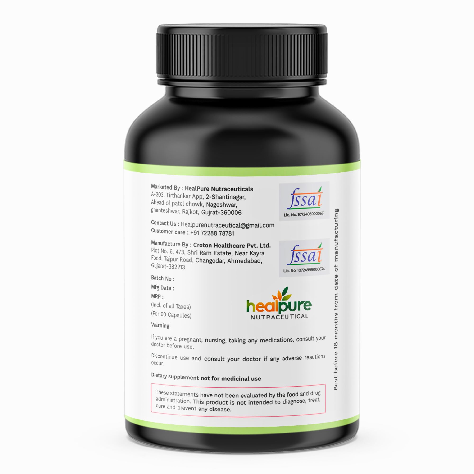 HEALPURE NUTRACEUTICAL Papaya Leaf Extract, 60 Veg Capsules - WitH Iron for Platelet Count, Dengue Relief, Immunity Boost & Better Digestion. 1
