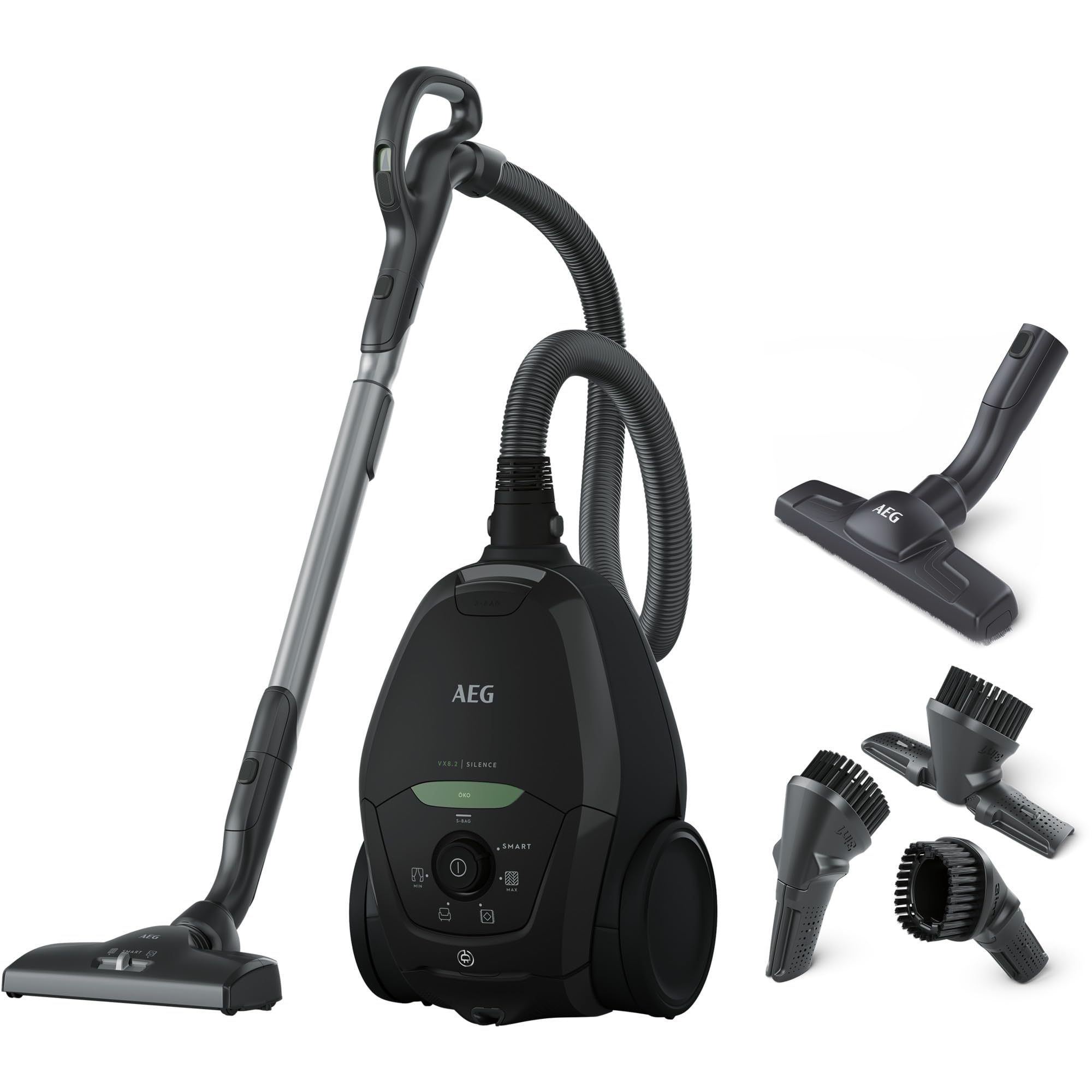 AEG VX82-​1-​ÖKO Aspirador con Bolsa, 75% Material Reciclado, Negro