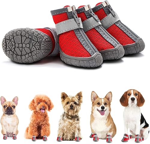 Zapatos para perros pequeños, botas transpirables para perros pequeños, protectores de patas para caminar al aire libre, zapatos para cachorros con