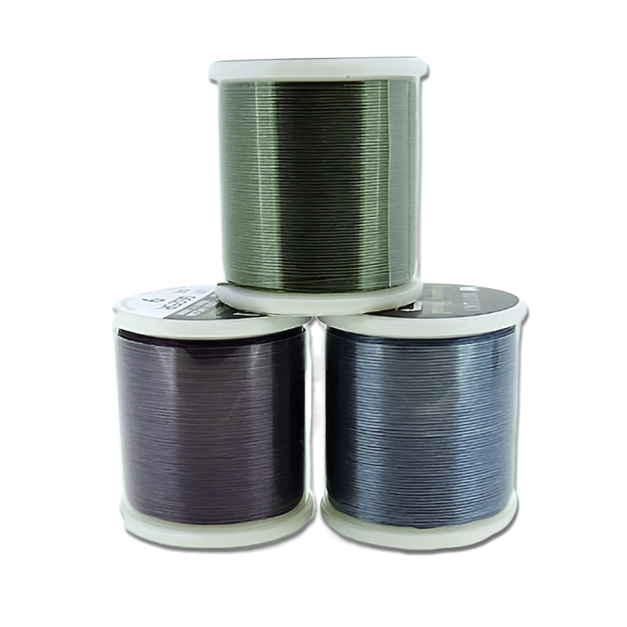 3 Pack - Miyuki Nylon Beading Thread Size #B, 330 DTEX, 50 Meters per Spool (54.6 Yards), Purple, Green and Dark Blue