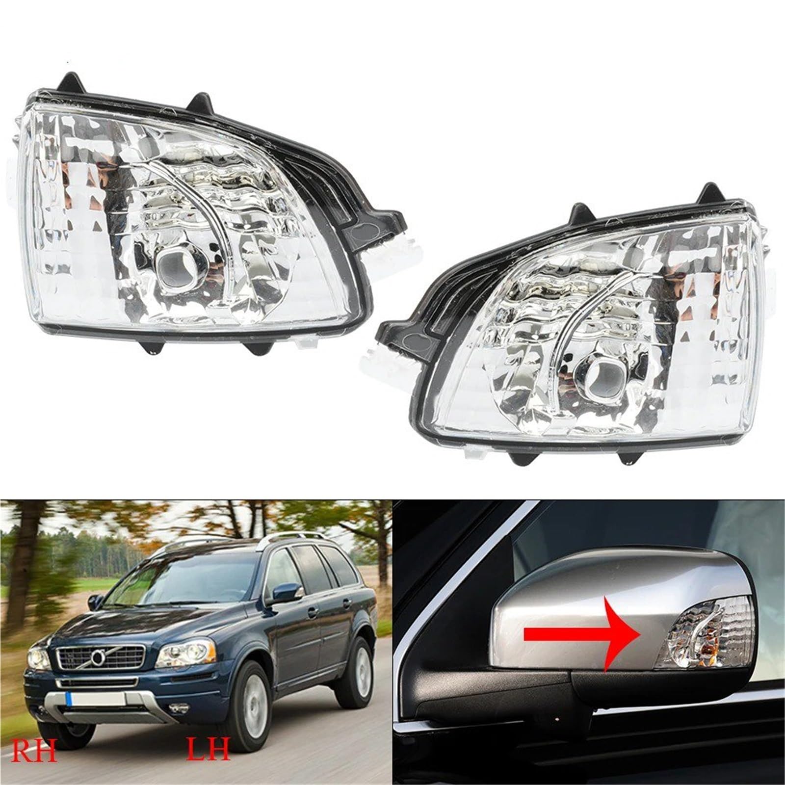 Spia luminosa Specchietto Retrovisore Indicatore Direzione Indicatore Luminoso Per Volvo XC70 Per XC90 2008-2012 Lampada Lampeggiante Per Specchietto Retrovisore(Lato destro)