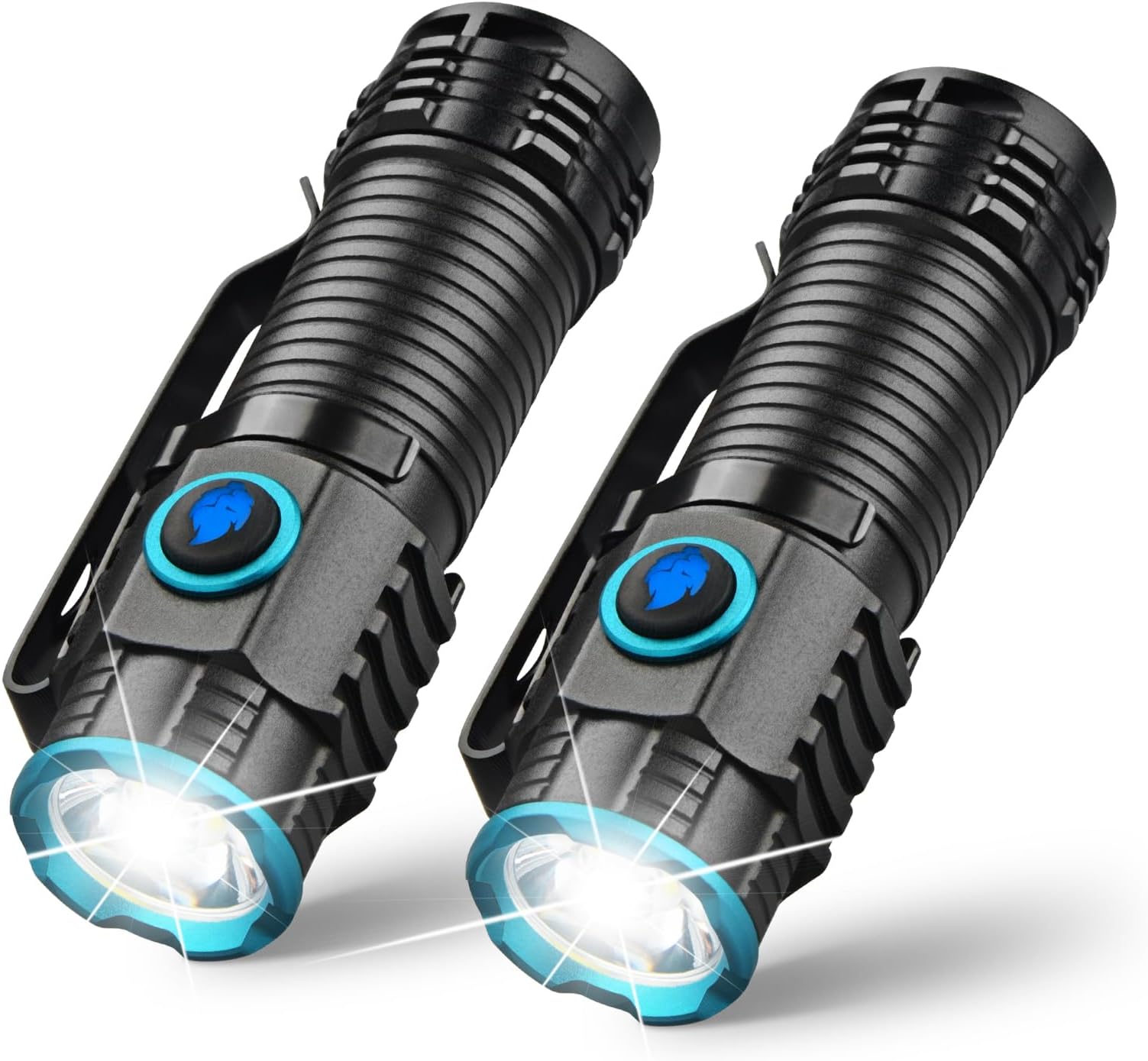 Compact 1000 High Lumens EDC Pocket Flashlight, Mini Flashlights Powerful - Rechargeable, Versatile for Camping, Hiking and Emergencies - Pack of 2