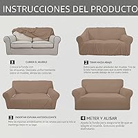 Vista 8 de Easy-Going - Funda elástica para sofá, 1 pieza, protector de muebles, suave, con parte inferior elástica, para niños, tela jacquard de poliéster