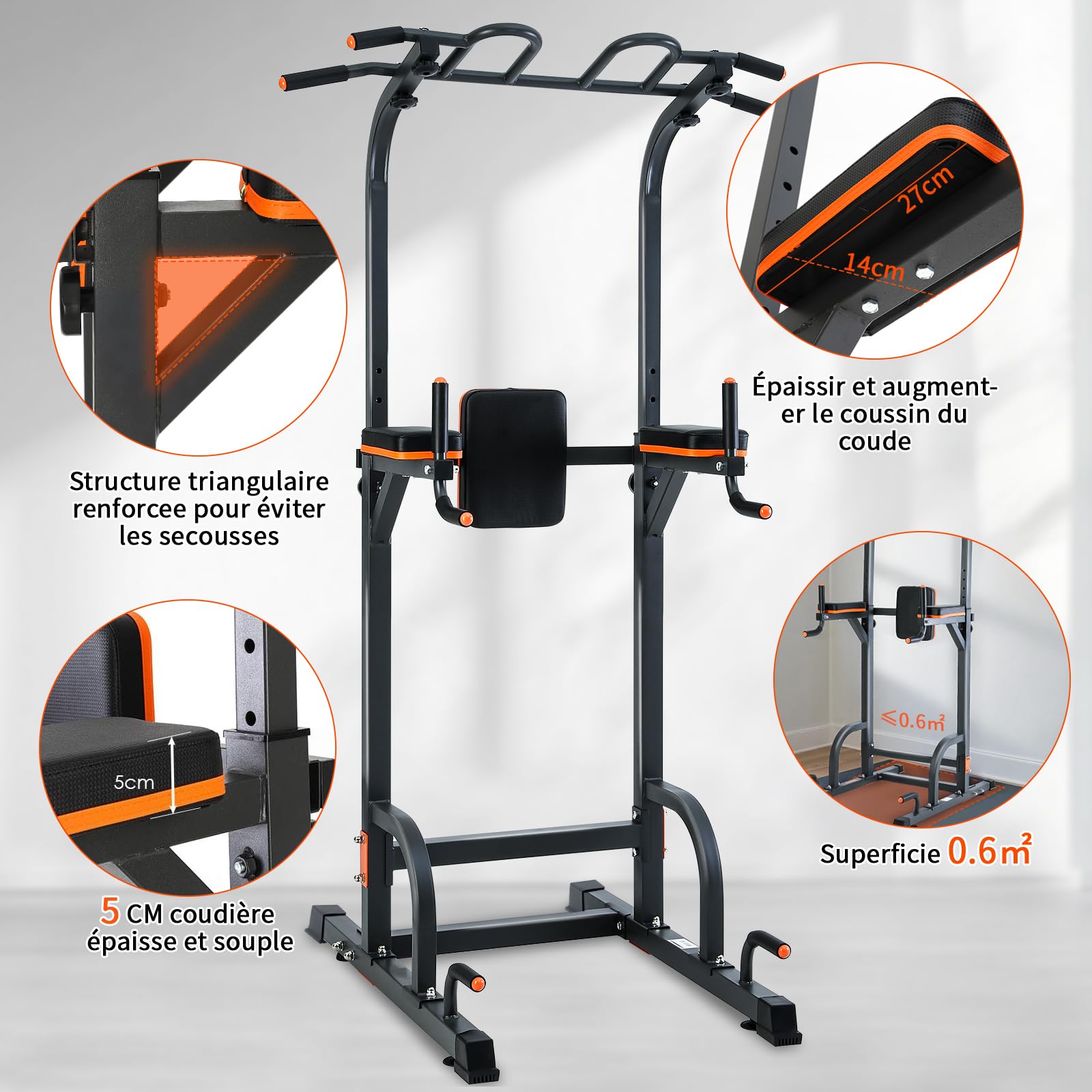 ISE Power Tower Barre de Traction Chaise Romaine Hauteur Réglables Multifonction Dips Abdominaux Station de Musculation Entraînement à Domicile, Accoudoirs, Fitness, Chaise Romaine Musculation