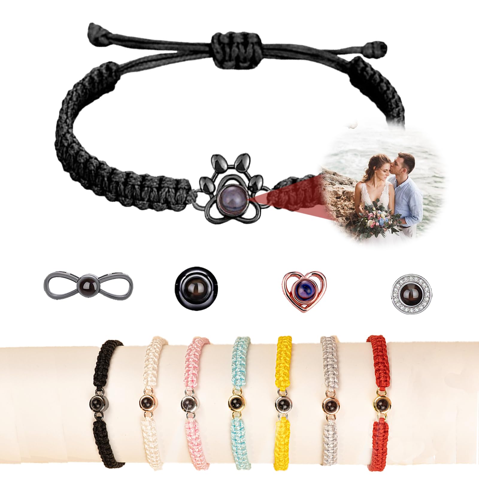 Custom Photo Bracelets,Projection Bracelet with Picture inside Personalized Picture Bracelet for Women Man Couple as Valentines Day Fathers Day Birthday Gift