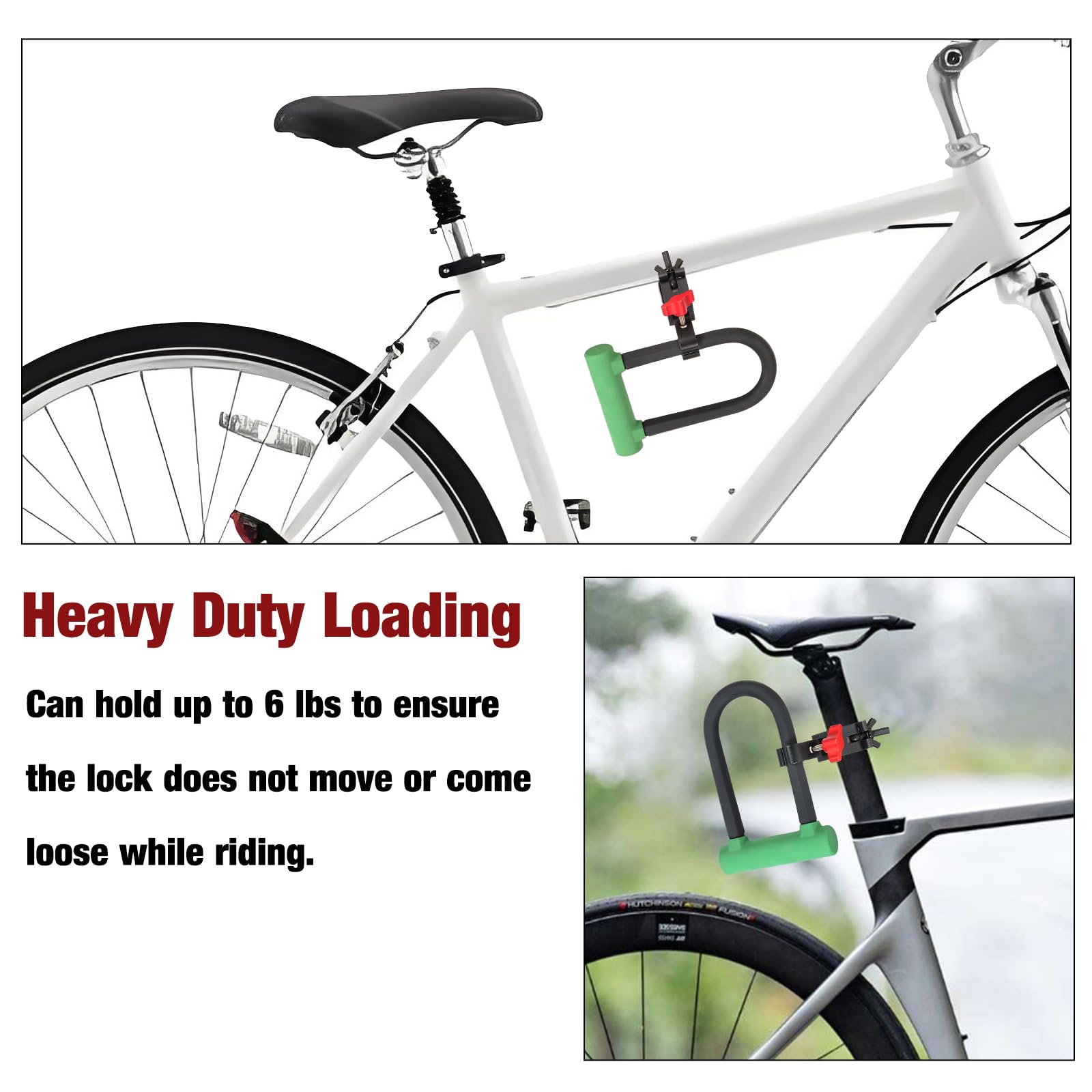 Axiniu U Lock Holder/Clamp for Kryptonite Heavy Duty Bike Lock - All Metal Securely Flashlight Holder Clip Mount for Bicycle Scooter Lights, No Rattle, Ultra Quiet Ride