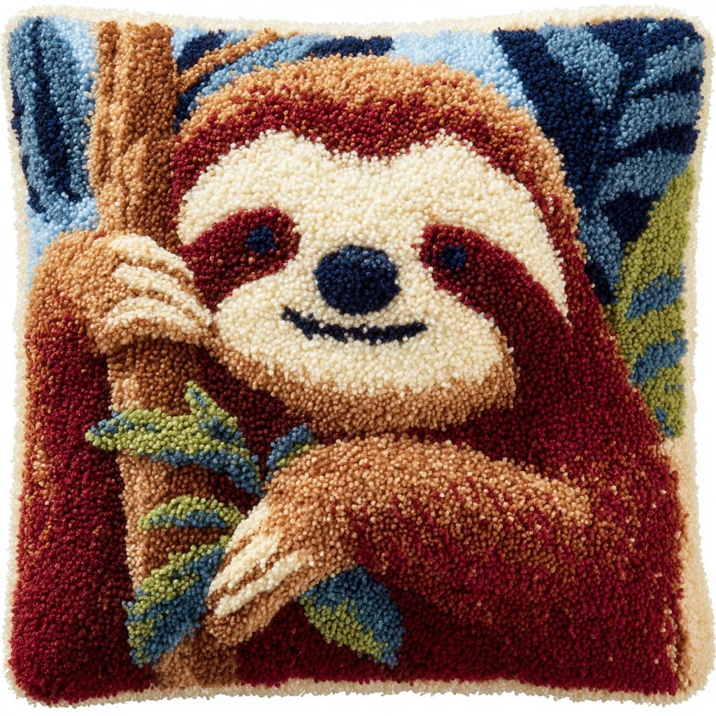 WallustrioaW Latch Hook Kits DIY Throw Pillow Cover,Animal Sloth