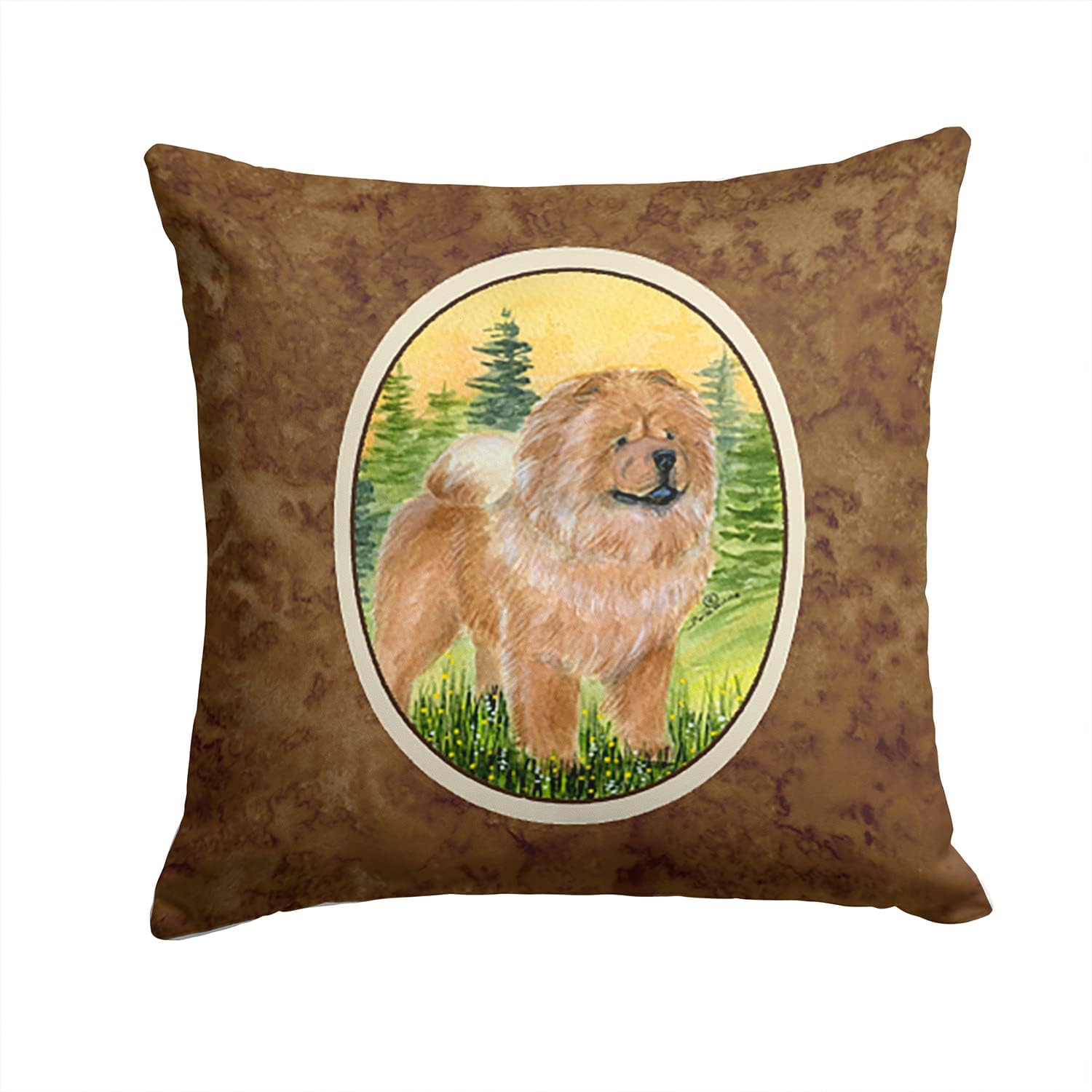 Caroline's Treasures SS7004PW1414 Chow Chow Fabric Decorative Pillow Machine Washable, Indoor Outdoor Decorative Pillow for Couch, Bed or Patio, 14Hx14W