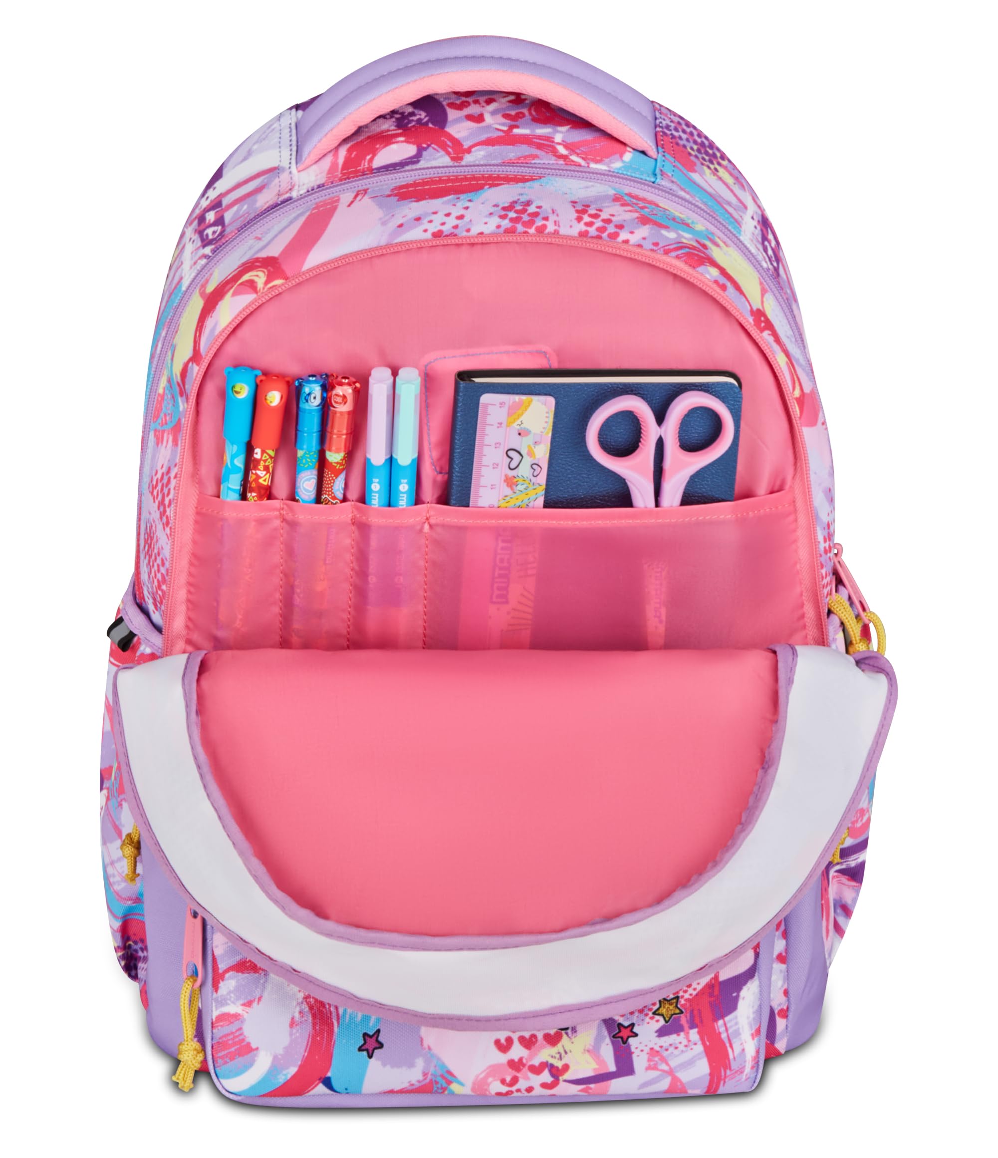 Mitama Zaino Scuola Elementare New Plus Rainbow, Extra Capienza, Bambini e Bambine, Tasca Porta Borraccia, Schienale Imbottito, viola