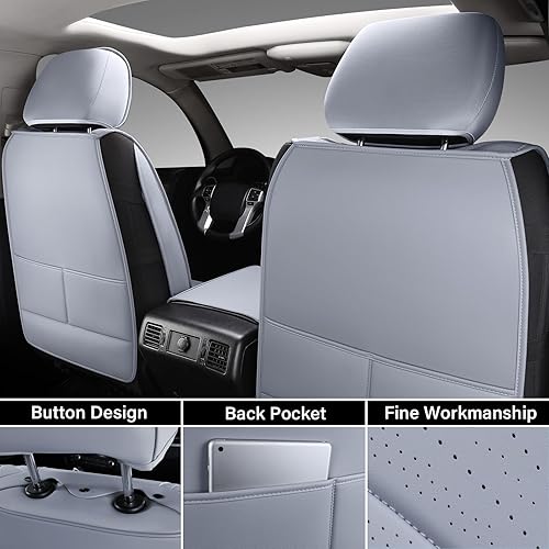Miniatura 2 de Coverado Fundas de asiento para Toyota Tundra, fundas de asiento de cuero compatibles con Toyota Tundra CrewCrewmaxExtendedDouble Cab 2007-2021,