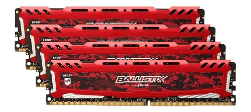 Ballistix BLS4K8G4D26BFSEK 32 GB Kit (8 GB x 4) DDR4 2666 MT/s (PC4-21300) CL16 SR x 8 Unbuffered DIMM 288-Pin Memory