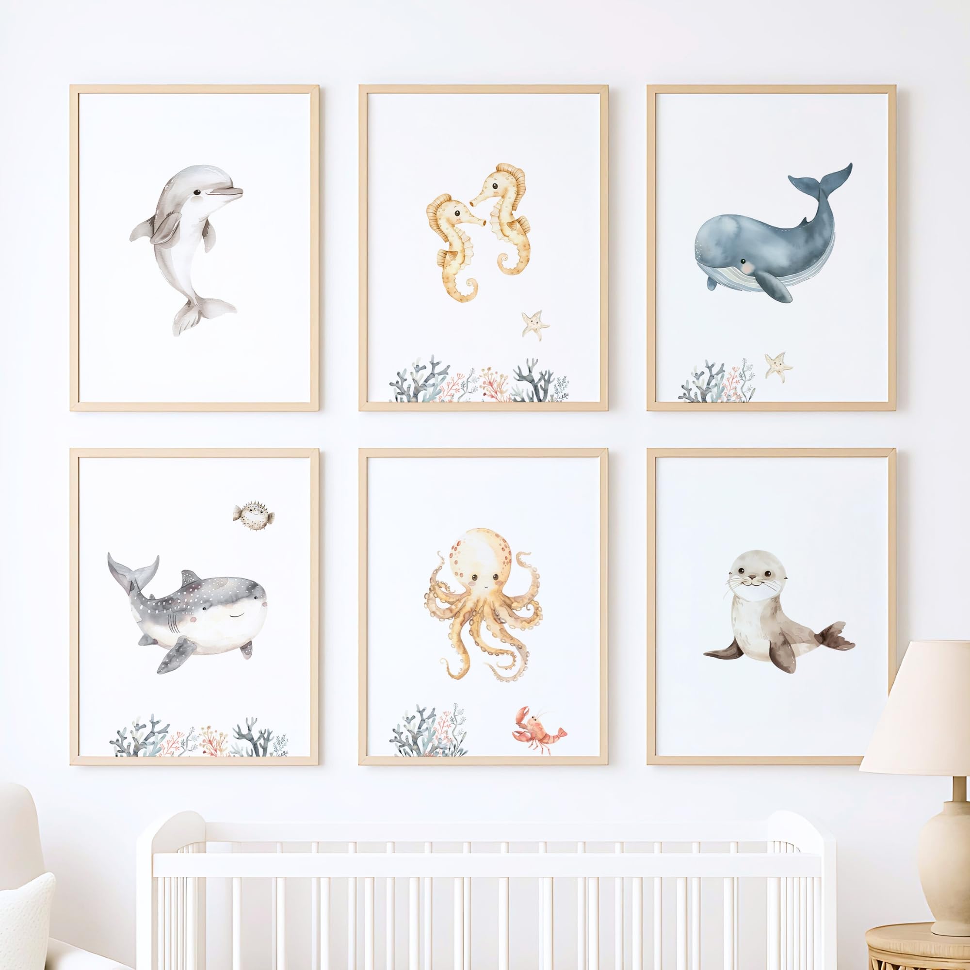 ayurvana Set de 6 Láminas Infantiles Animales del Bosque A4 – Cuadros Bebé Estilo Nórdico Acuarela – Decoración Habitación – Pósters Recién Nacido Sin Marco – Regalo Baby Shower (MARPACK6)