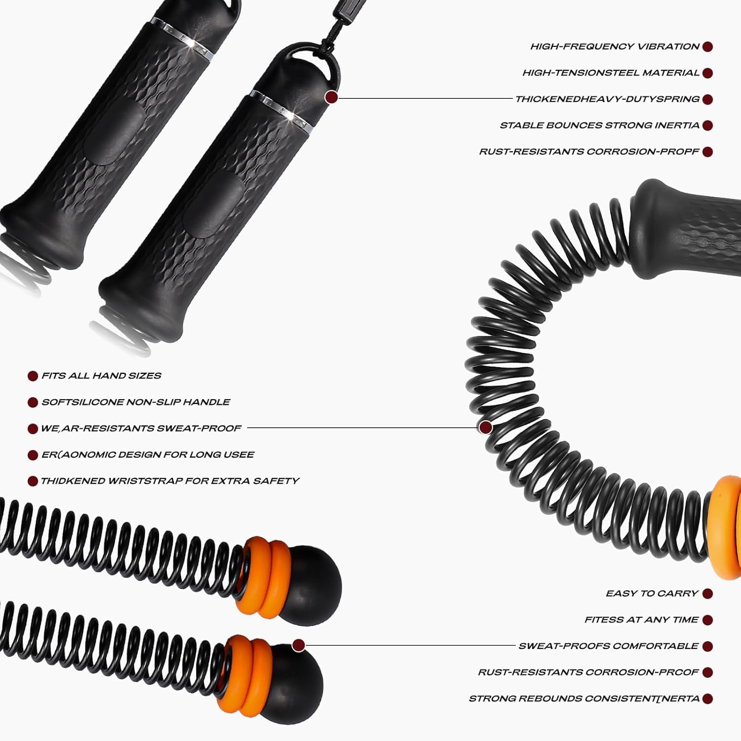 Verstellbare Seillose Kampfseile, schnurlose gewichtete Fitness-Seile für Heim-Fitnessstudio & Ganzkörpertraining, tragbarer leiser HIIT-Trainer mit verstellbaren Gewichten, 1,4 kg pro Paar, für