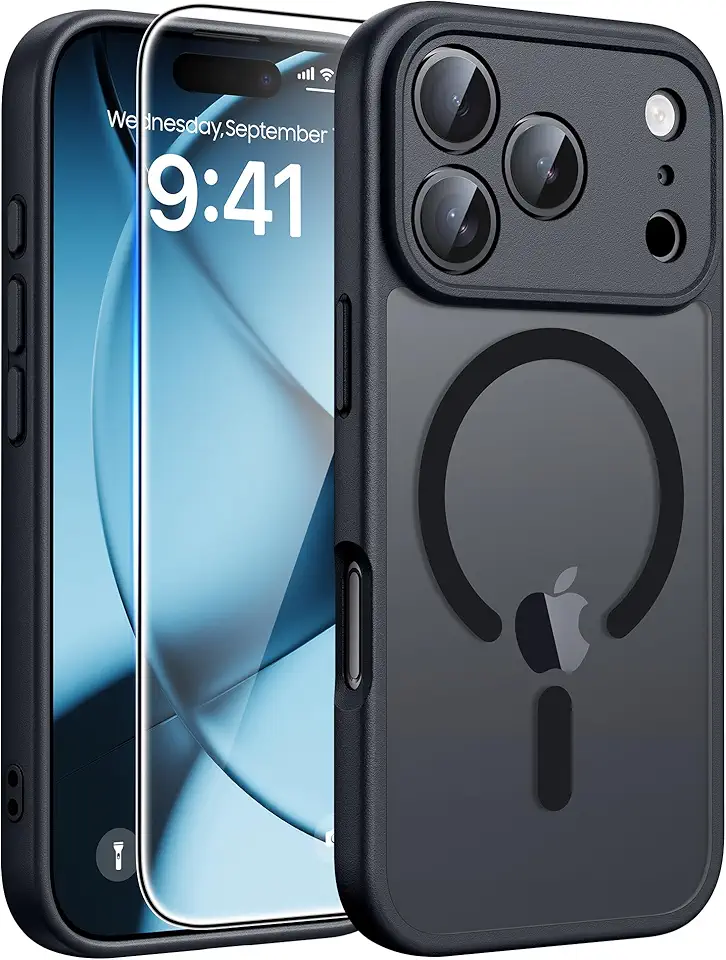 FNTCASE for iPhone 17 Pro Case: Magnetic Frosted Translucent Matte Military Grade Shockproof Slim Cover | Full Covered Camera Protection | Slim Drop Proof Durable Protective Cases