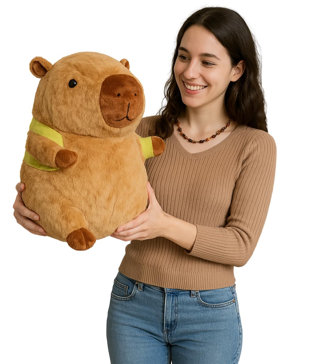 Capibara Peluche Grande Extra Suave y esponjosa - Peluche Capibara Gigante diseño Realista Perfecto para Regalos Originales Capybara tamaño XXL con Tarjeta Mensaje Original (42 CM Tortuga)