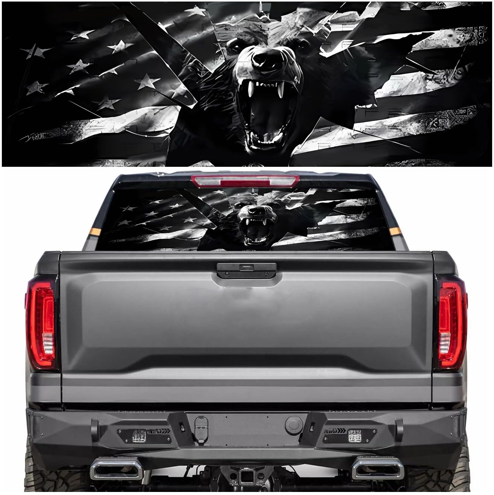Rear Window Decals for Trucks - 65x22 in Back Window American Flag Decals Fit Most Pickup Trucks SUV, Vinyl Back Window Decal Truck Rear Window Graphics for Personalized