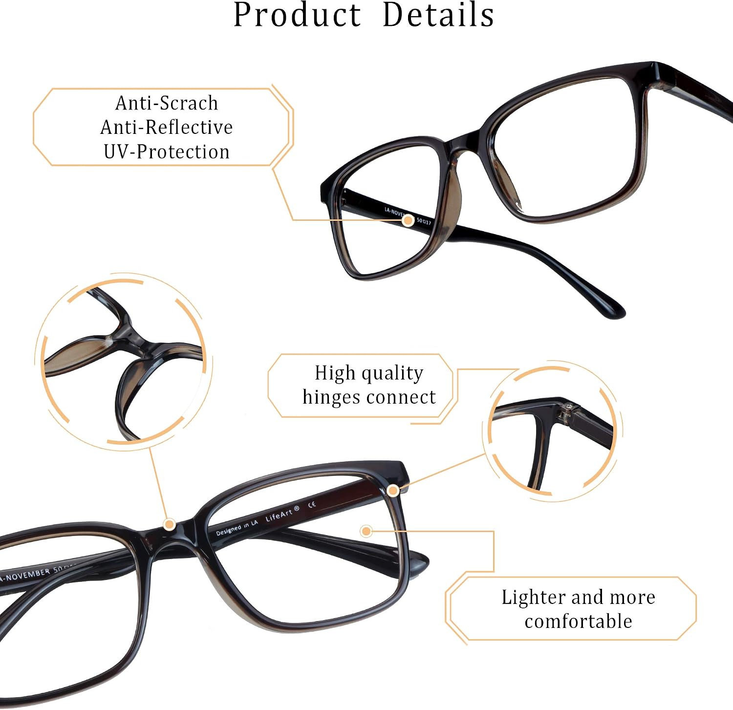 LifeArt Reading Glasses Anti Eyestrain Computer Readers Gaming GlassesTV Glasses Women and Men Anti Glare image 3
