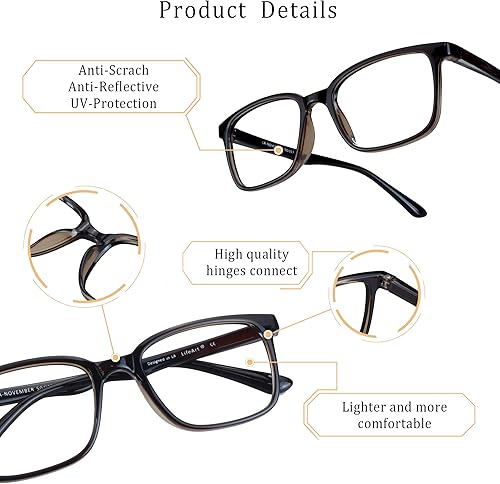 Miniatura 3 de LifeArt Gafas de lectura antifatiga ocular, lectores de computadora, gafas de juegos, gafas de TV, para mujeres y hombres, antirreflejos