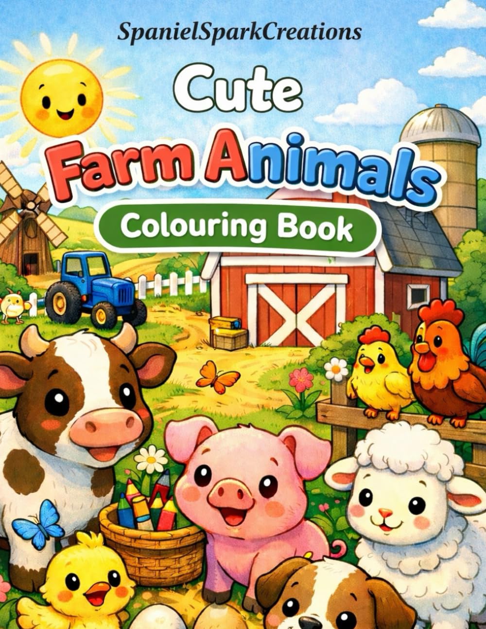 Cute Farm Animal Colouring Book