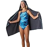 Flow Hydro Sport Towel - Microfiber Quick Dry Swimming Towels for Swim, Pool, Triathlon, and Other Water Sports in Medium, Large, Extra Large, and Hooded Sizes (Gray, Large w/Hood)