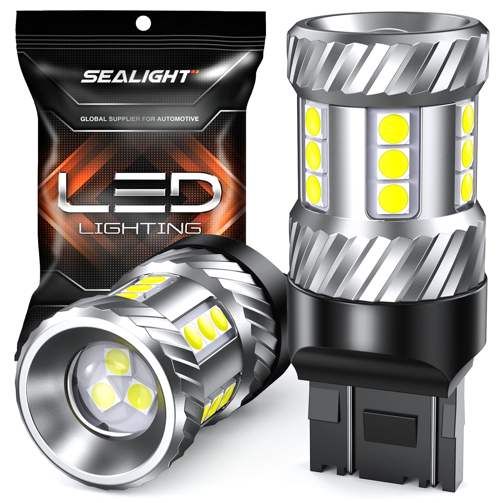 SEALIGHT 7443 7440 LED Bulb White Reverse Light, 7441 7444 T20 W21W LED Light Bulb with Projector for Backup Light,Tail Light,Brake Parking，Running Board Lights, Pack of 2