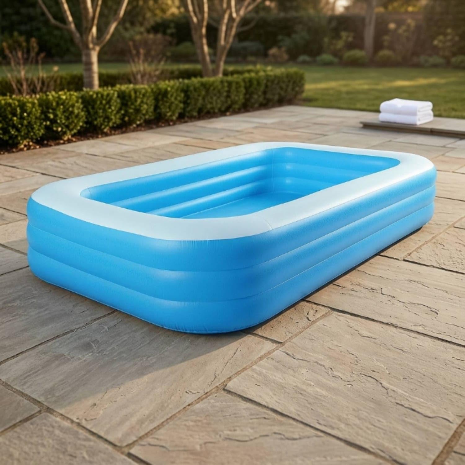Rectangular Inflatable Swimming Pool Outdoor Inflatable Pool Freestanding Large for Children, Backyard, Garden, L 3-Ring Rectangular-image-7