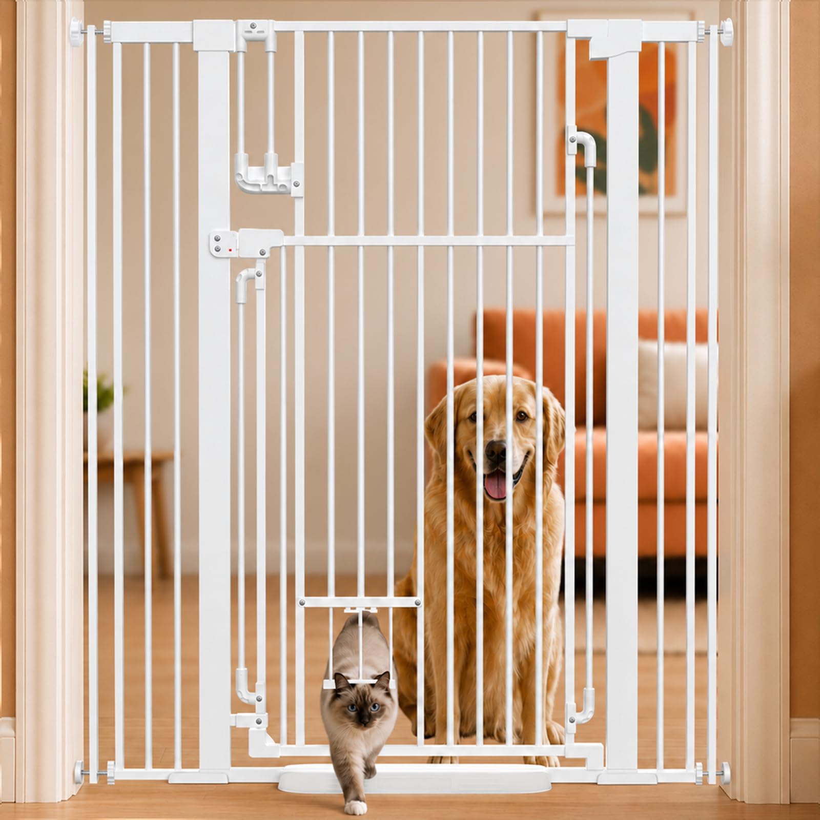Photo 1 of Amibud 51" Extra Tall Cat Gate with Cat Door