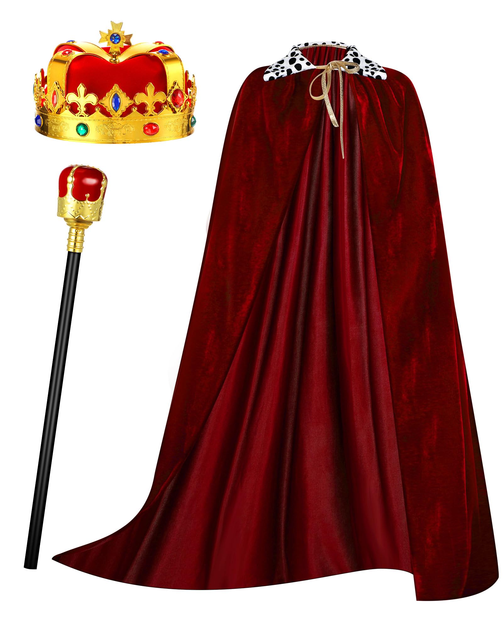 Cindeer 3 Pieces Men King Cape Costume Set Medieval King Robe Cape Gold ...