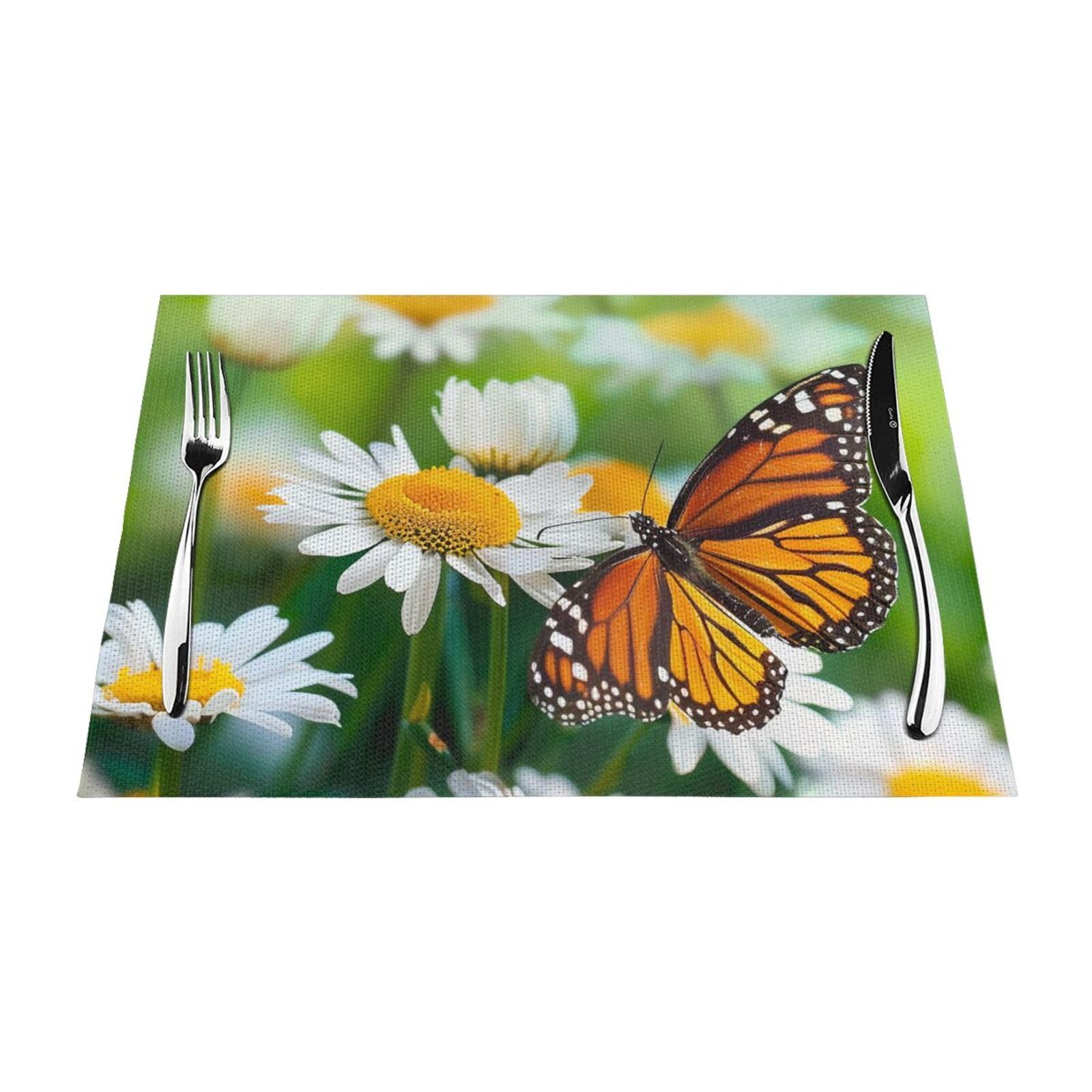 Sets de table antidérapants et lavables motif papillon pour protéger la table