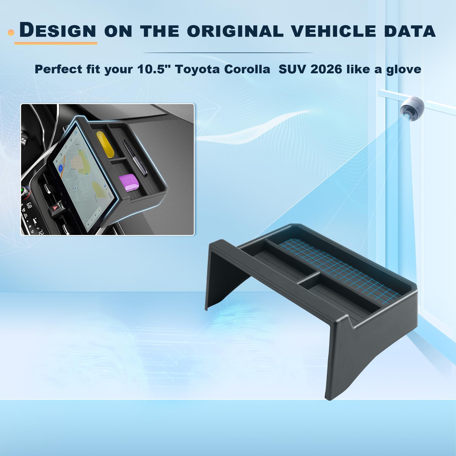 BIXUAN Corolla 2025 Boîte de rangement 10,5" compatible avec Facelift Toyota Corolla/Corolla Cross 2023-2025 Boîte à gants Organiseur de boîte à gants intérieure Console centrale Touring Sports