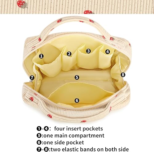 Miniatura 5 de Bluboon Neceser de viaje, bolsa de maquillaje portátil, organizador de cosméticos para mujeres y niñas, Pana Fresas Púrpura