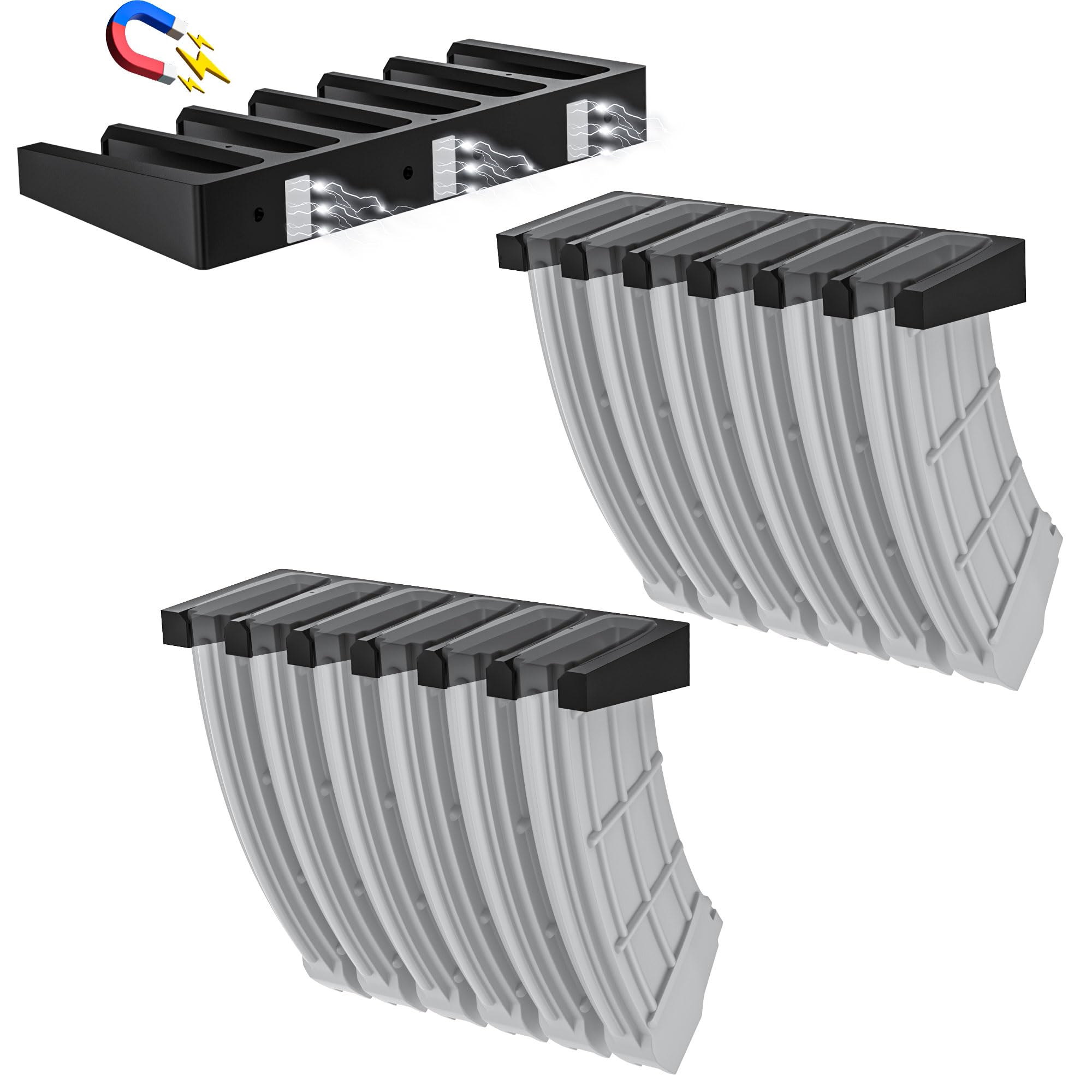 JORMIX 2 Pack Magnetic PMAG Wall Mounts,AR Mag Holder,Mag Storage Rack for Amend 2,Hexmags, MFTmags,Detachable Wall Mags Storage for PMAG 30 Round 5.56 223,AR Rack Wall Mount Display Mag