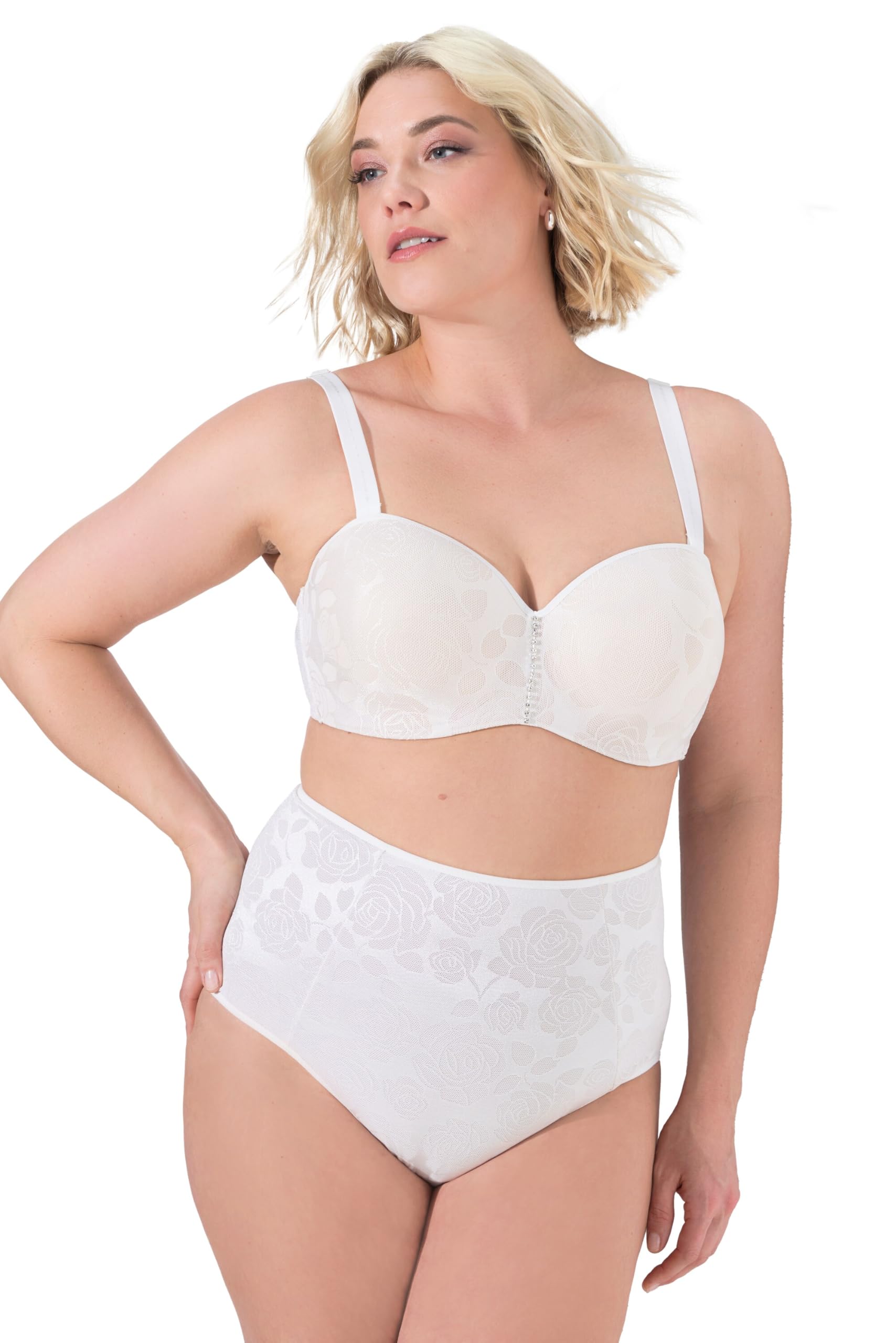 Ulla Popken Women's Lace Maxi Briefs, cream white, 54-56 Große Größen