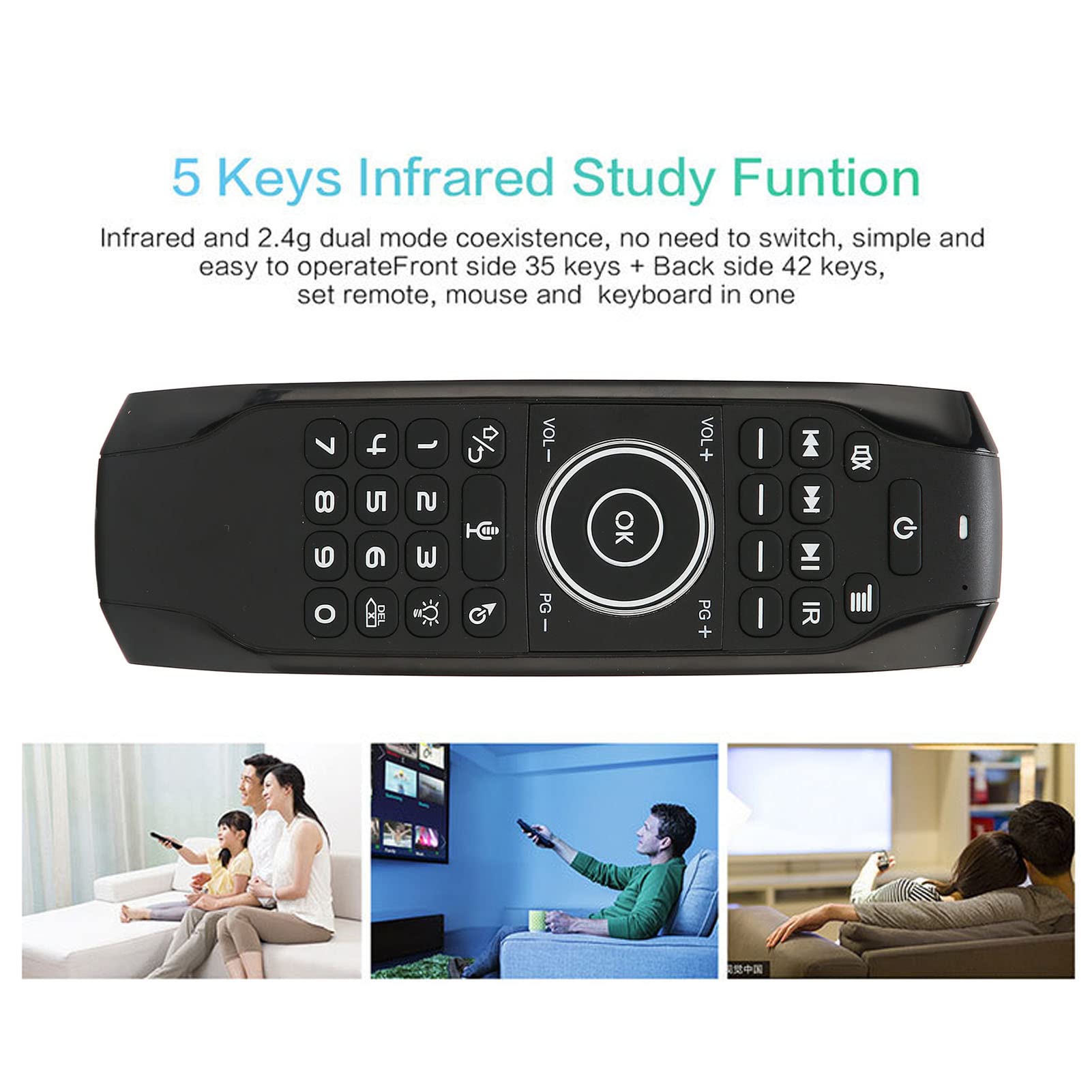 Kabellose Air Mouse Fernbedienung mit beleuchteter Tastatur | 2 4G Sprachfernbedienung Projektor TV Box PC Smart TV 6 Achsen Gyro Sensor 77 Tasten