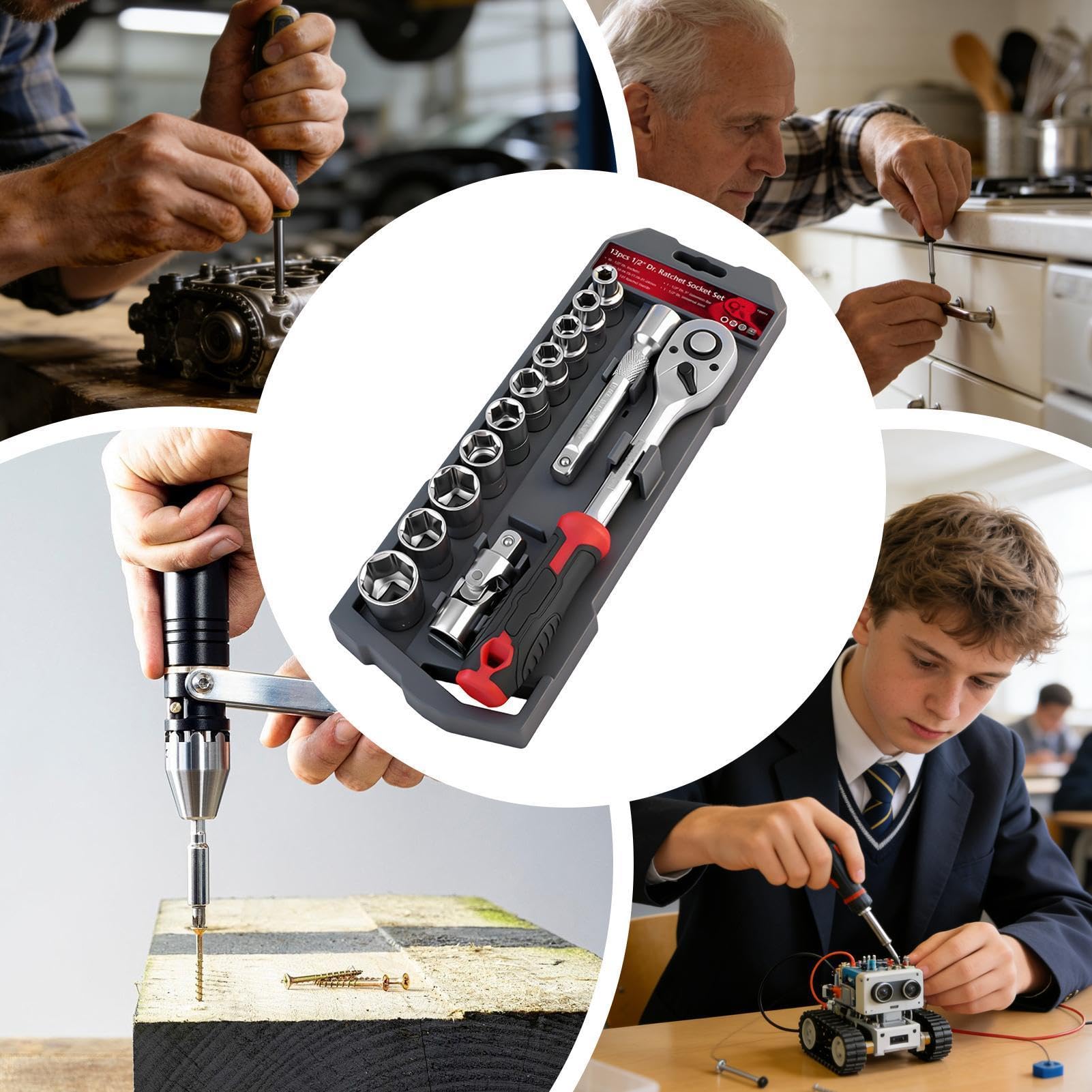 Coffret de Douilles à Cliquet Outils à main réversibles métriques à 72