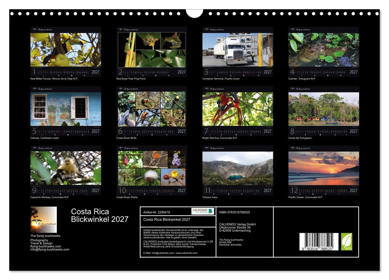 Costa Rica Blickwinkel 2027 (Wandkalender 2027 DIN A3 quer), CALVENDO Monatskalender: Costa Rica - flying bushhawks Blickwinkel Kalender (CALVENDO Orte)