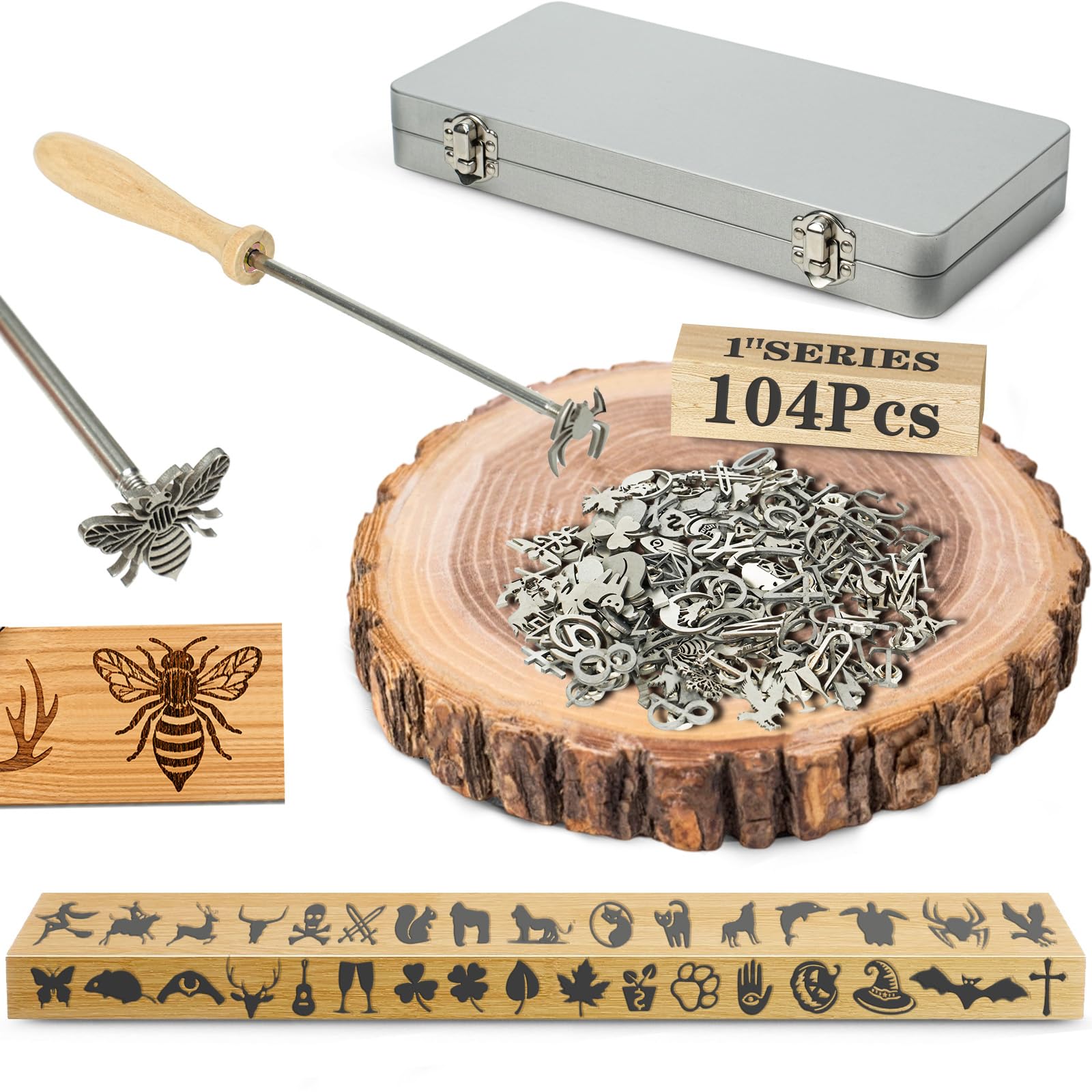 Photo 1 of 1 Inch 38-Piece Stainless Steel Branding Iron Kit - Alphabet, Numbers & Animal Designs for Wood Burning, Leather Crafting, Steak Marking, BBQ Grill & DIY Personalized Gifts (38)