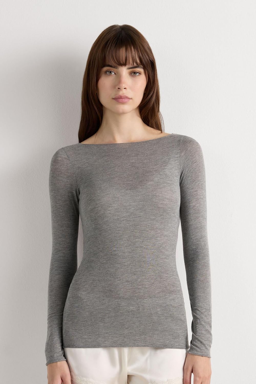 Intimissimi Woman's Sheer Boat Neck Modal Cashmere Ultralight Top - Image 2