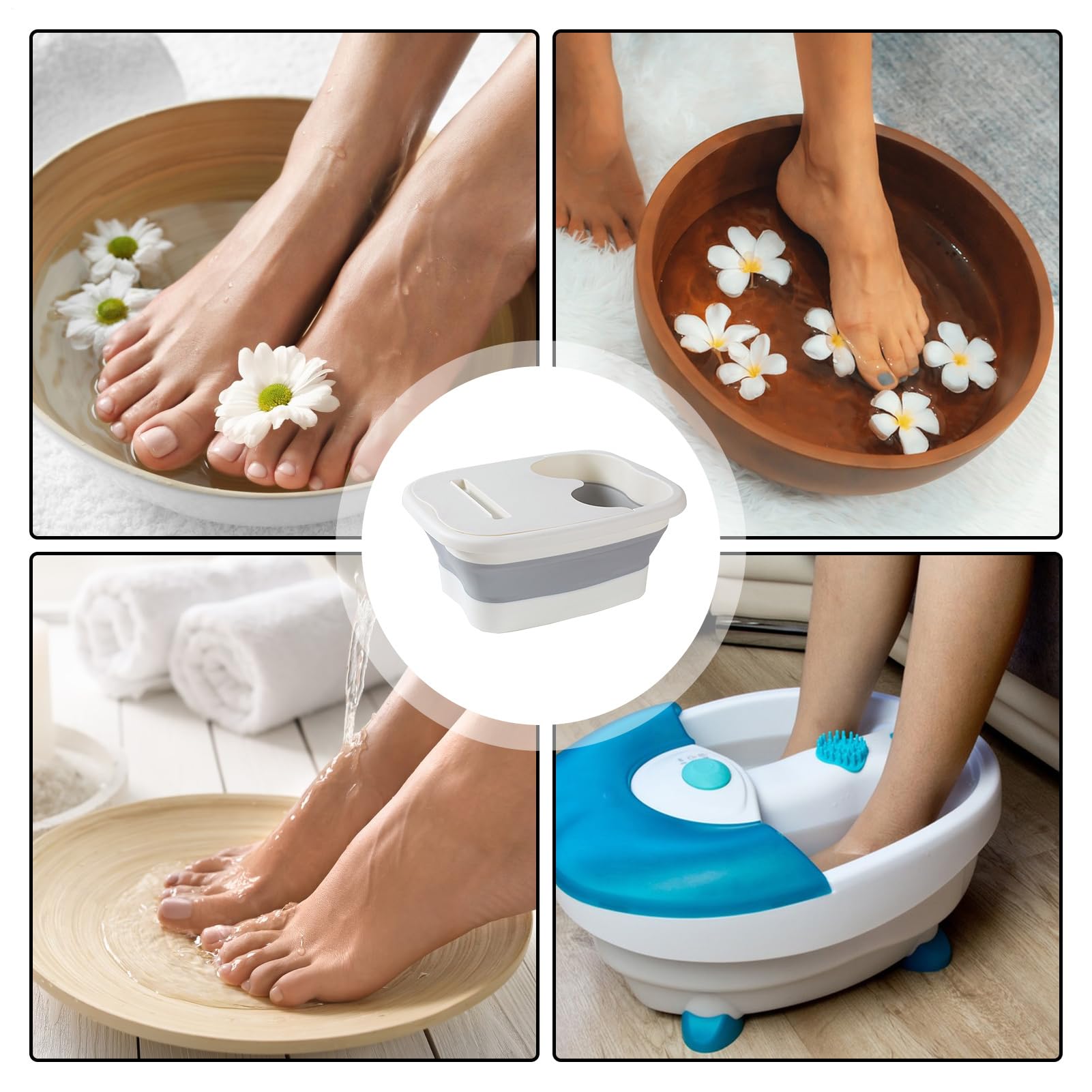 Bassin de bain de 40 x 32 x 17 cm, baignoire de bain pour les pieds, baignoire de bain de pieds pliable, seau de massage des pieds, seau de massage des pieds, bassin spa pour tremper le