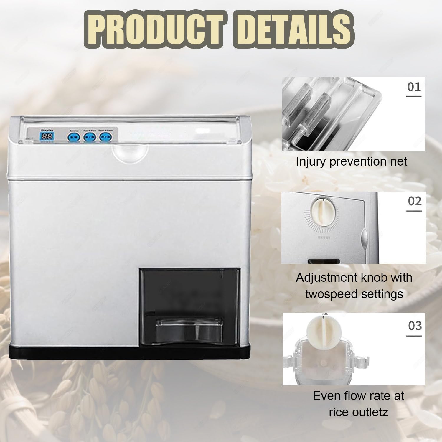 Macchina per la macinazione del riso intelligente per la casa, sbucciatrice automatica per cereali, decorticatrice per riso da 30 kg/h, per riso integrale chiaro, famiglie e piccole aziende agricole