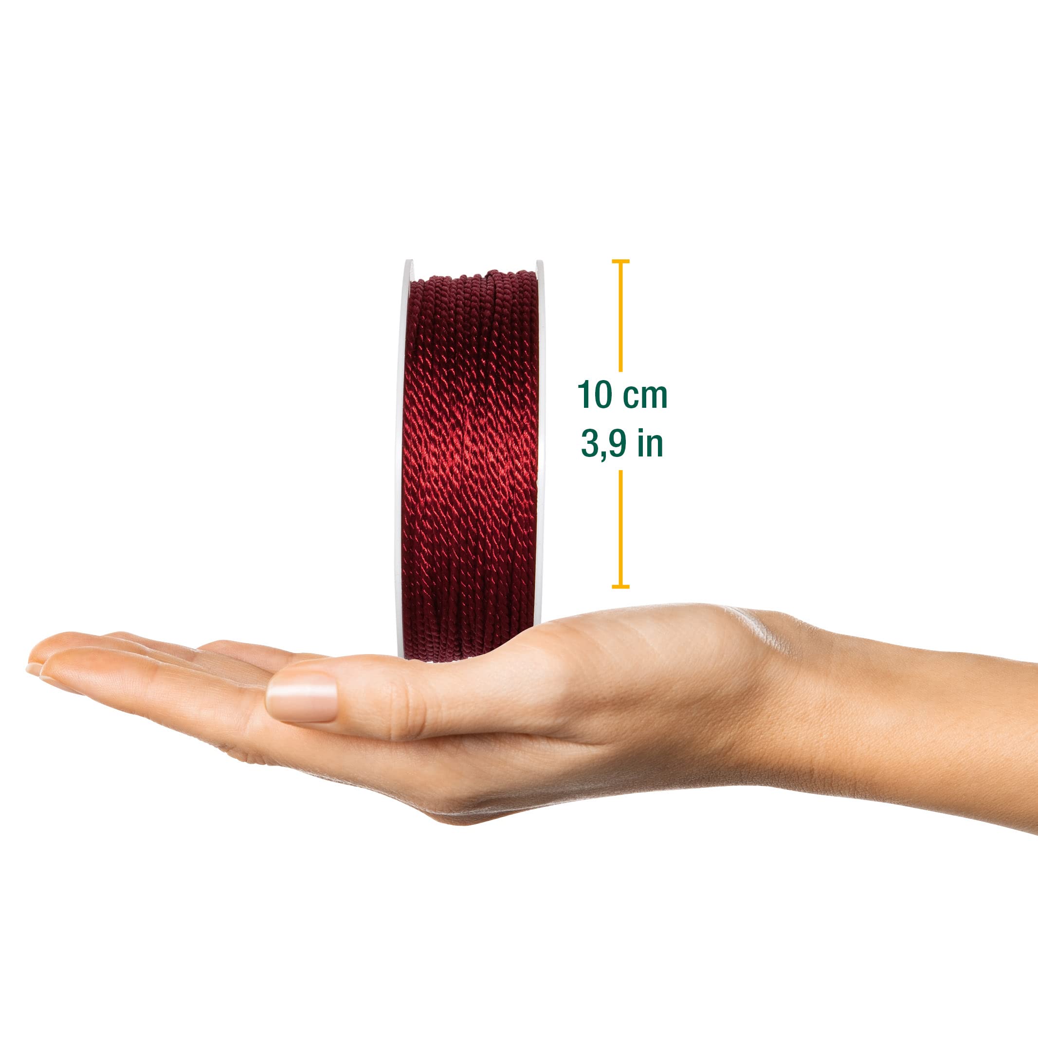 Cordoncino In Raso Lucido 2mm X 50m | Rosso Vinaccia - Made In Germany Öko-Tex - Foto 10