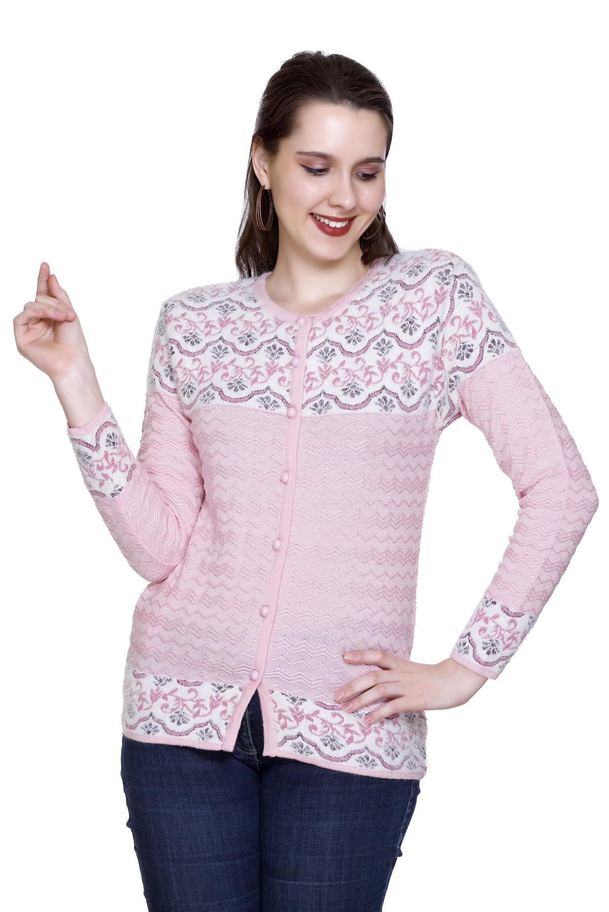 chatanya Premium Women's Buttoned Pure Woollen Knitted Cardigan/Sweaters-picture-14