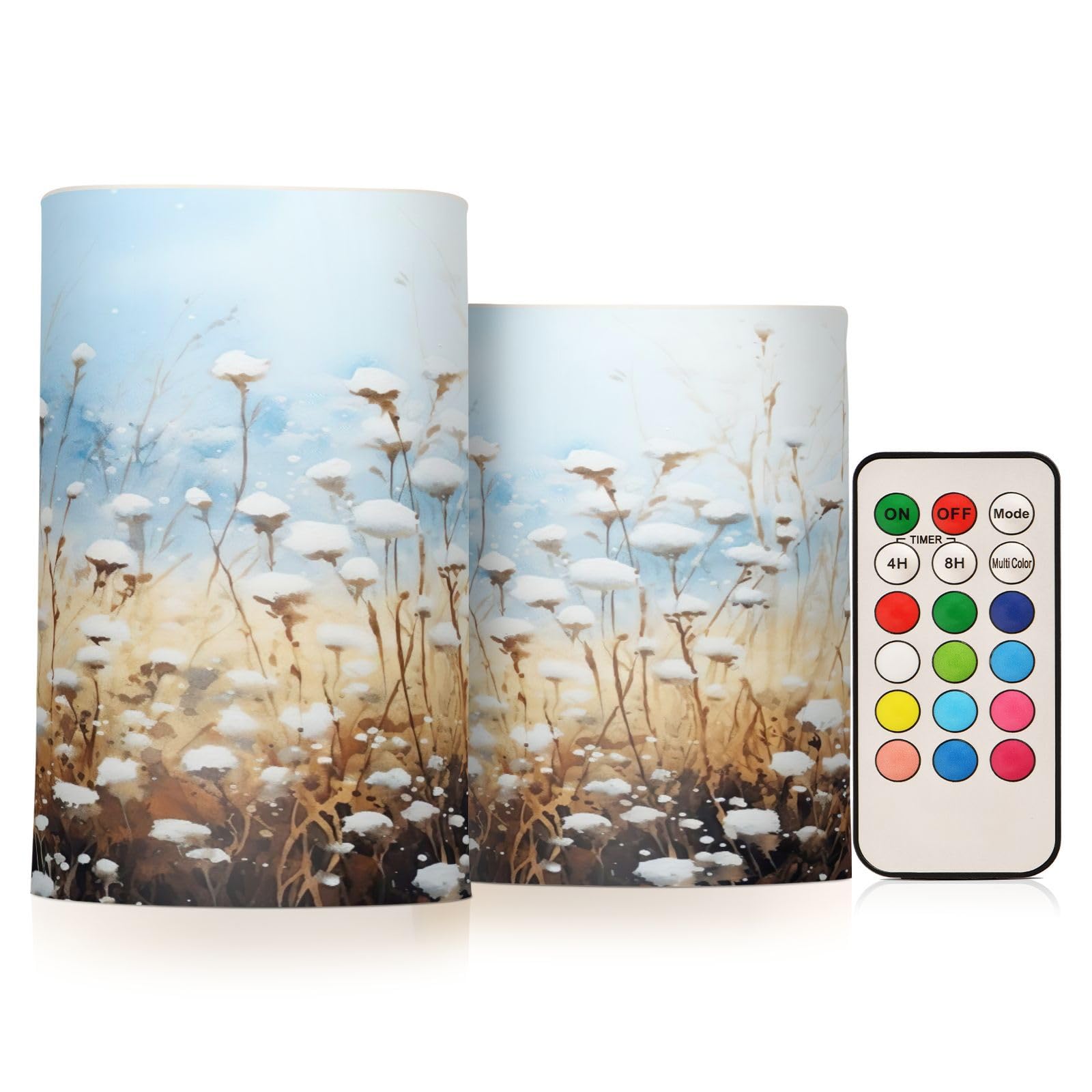 Kigai Daisy Flowers Flameless Candles with Remote Control and Timer,Battery Operated LED Pillar Candles Adjustable Brightness for Ourdoor Indoor Use,Home Decor,2 Pack